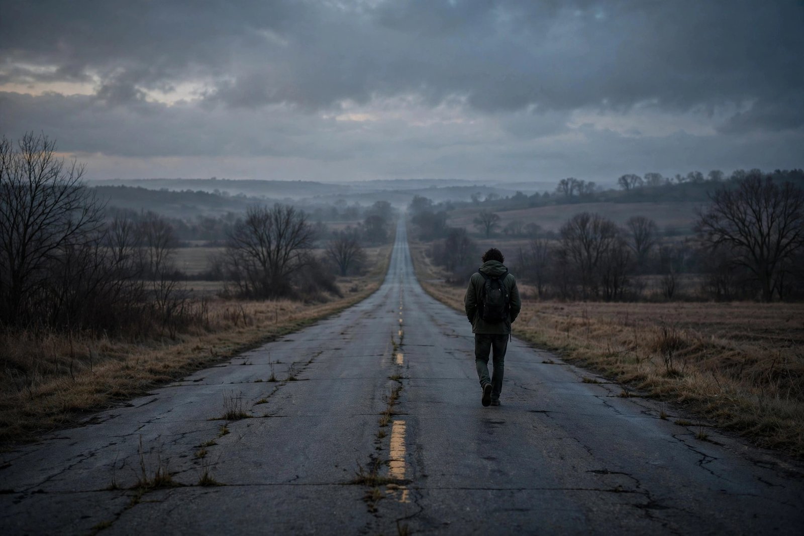 Person walking away on an empty road, symbolizing the no contact rule after a breakup