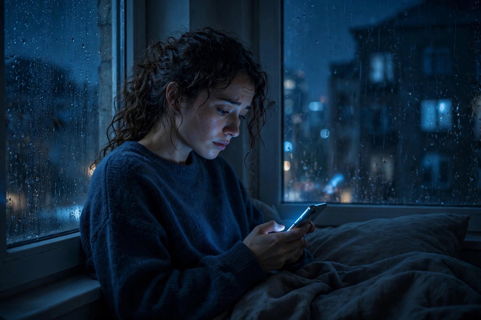 Person looking at a phone at night wondering if their ex misses them